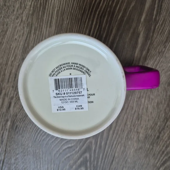Starbucks Ceramic Floral Mug 12 oz Pink Purple Gray White NWT - Picture 6 of 7